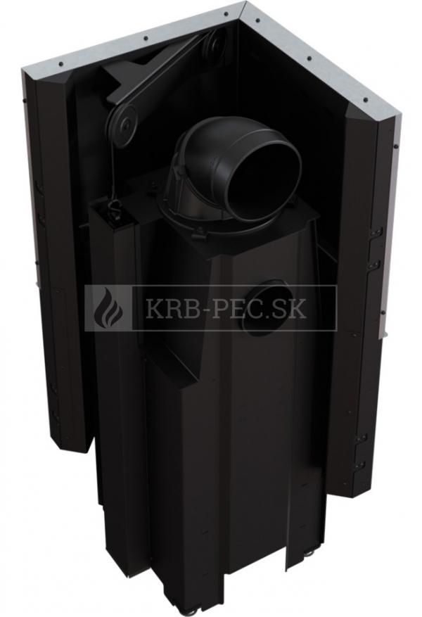 Kratki VNL 480/480 G exkluzívna oceľová rohová krbová vložka s výsuvným otváraním dvierok ľavé krb-pec