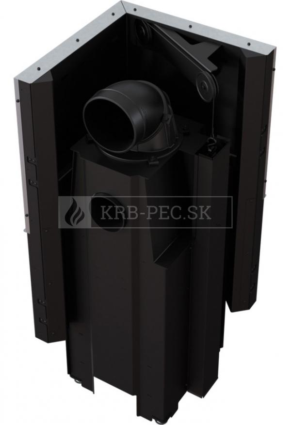 Kratki VNP 480/480 G exkluzívna oceľová rohová krbová vložka s výsuvným otváraním dvierok pravé krb-pec