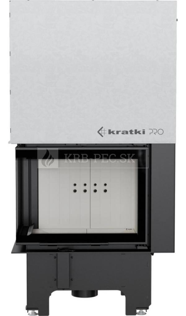 Kratki VNL 610/430 G exkluzívna oceľová rohová krbová vložka s výsuvným otváraním dvierok ľavé krb-pec