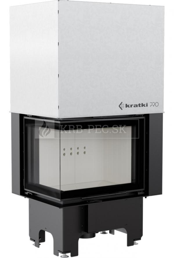 Kratki VNL 610/430 G exkluzívna oceľová rohová krbová vložka s výsuvným otváraním dvierok ľavé krb-pec