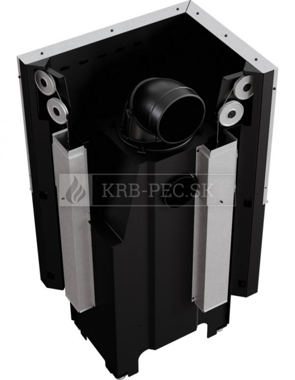Kratki VNL 610/430 G exkluzívna oceľová rohová krbová vložka s výsuvným otváraním dvierok ľavé krb-pec