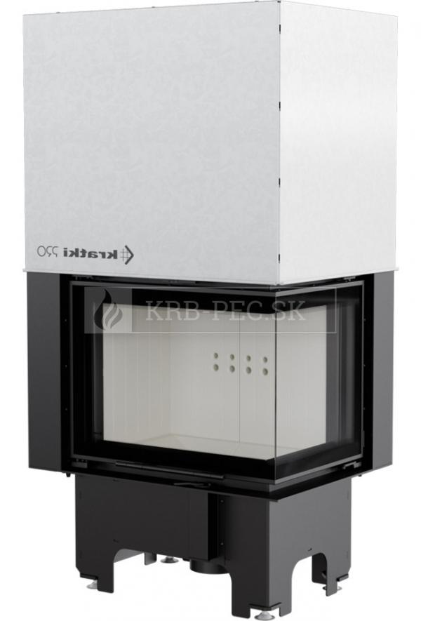 Kratki VNP 610/430 G exkluzívna oceľová rohová krbová vložka s výsuvným otváraním dvierok pravé krb-pec