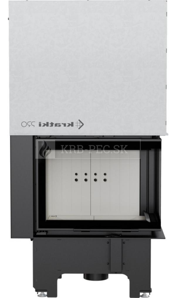 Kratki VNP 610/430 G exkluzívna oceľová rohová krbová vložka s výsuvným otváraním dvierok pravé krb-pec