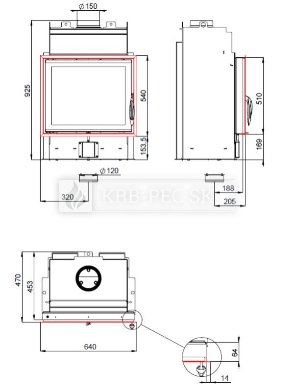 BeF Fire Bear 6 teplovzdušná krbová vložka rovná krb-pec