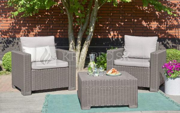 Keter California Cappuccino záhradný set nábytku (2 kreslá + stolík) krb-pec