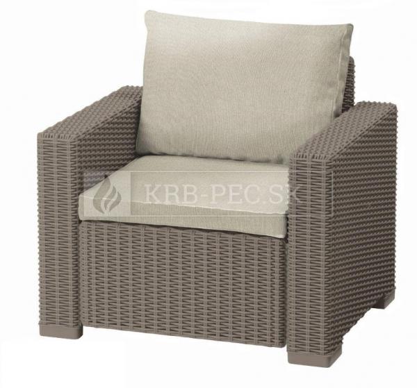 Keter California Cappuccino záhradný set nábytku (2 kreslá + stolík) krb-pec