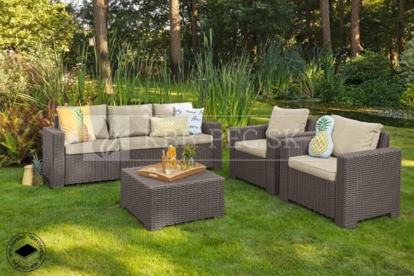 Keter California Cappuccino záhradný set nábytku (2 kreslá + stolík) krb-pec