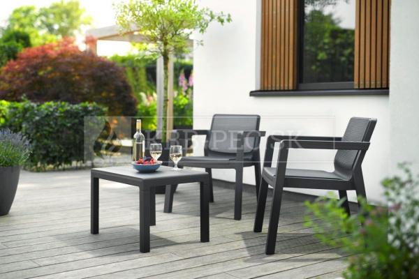 Keter Emily balkónový set nábytku grafitový (2 stoličky + stôl) krb-pec