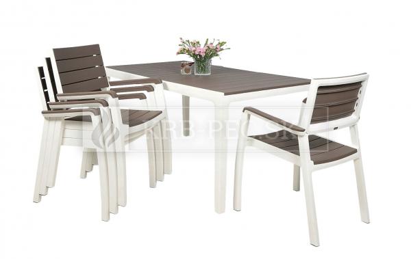  Keter Harmony set záhradného nábytku bielo-hnedý (4 stoličky + stôl) krb-pec