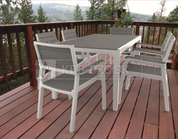  Keter Harmony set záhradného nábytku bielo-hnedý (4 stoličky + stôl) krb-pec