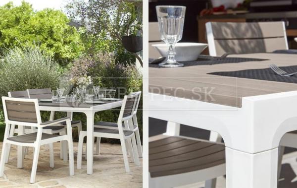 Keter Harmony záhradný stôl v bielosivej farbe krb-pec