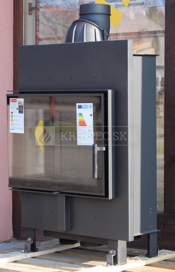 Kratki LUCY 12 SLIM BS L, čierny termotec, teplovzdušná krbová vložka s rohovým ľavým presklením krb-pec