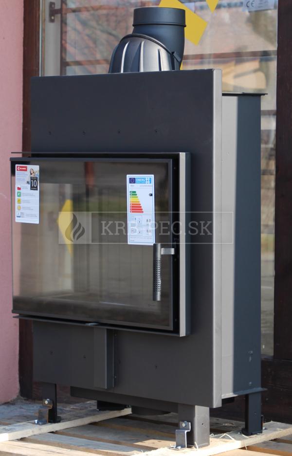 Kratki LUCY 12 SLIM BS L, čierny termotec, teplovzdušná krbová vložka s rohovým ľavým presklením krb-pec