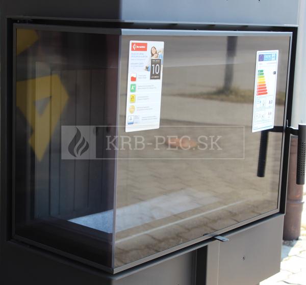 Kratki LUCY 12 SLIM BS L, čierny termotec, teplovzdušná krbová vložka s rohovým ľavým presklením krb-pec