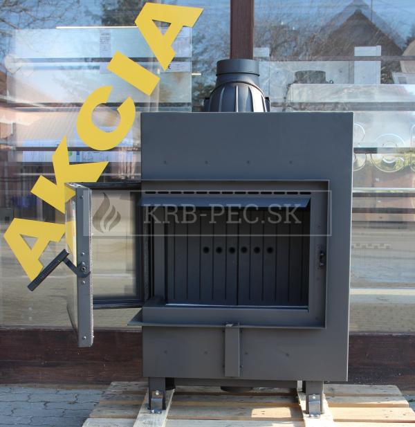 Kratki LUCY 12 SLIM BS L, čierny termotec, teplovzdušná krbová vložka s rohovým ľavým presklením krb-pec