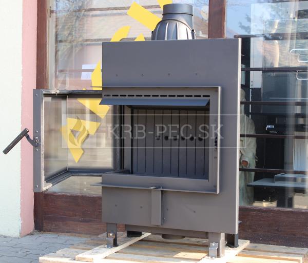Kratki LUCY 12 SLIM BS L, čierny termotec, teplovzdušná krbová vložka s rohovým ľavým presklením krb-pec