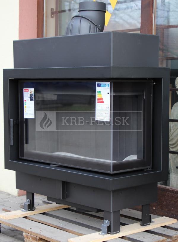 Kratki Lucy 14 SLIM BS P teplovzdušná krbová vložka s rohovým pravým presklením čierny termotec krb-pec