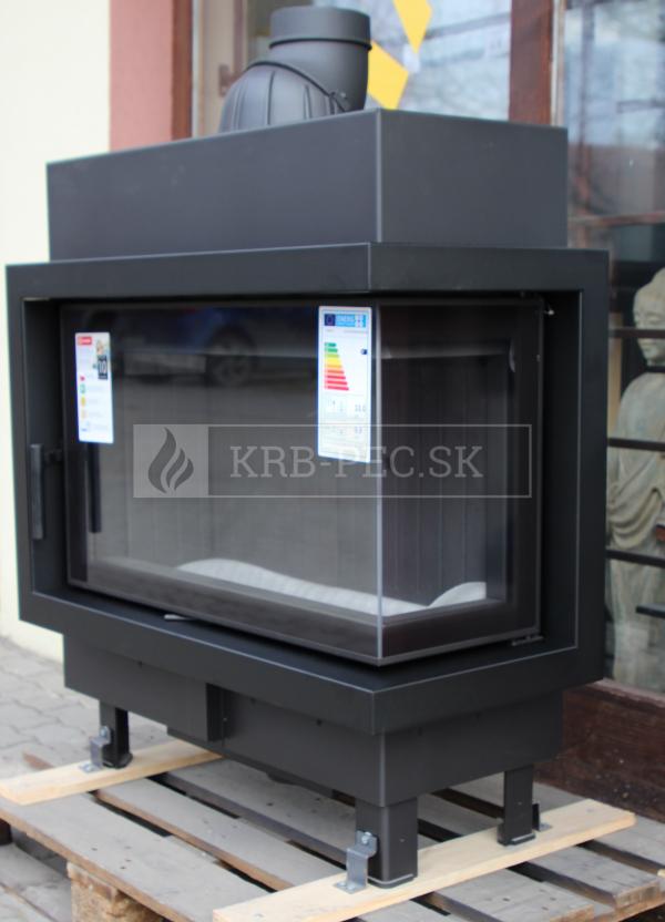 Kratki Lucy 14 SLIM BS P teplovzdušná krbová vložka s rohovým pravým presklením čierny termotec krb-pec