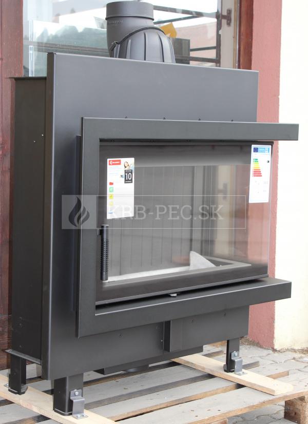 Kratki Lucy 14 SLIM BS P teplovzdušná krbová vložka s rohovým pravým presklením čierny termotec krb-pec