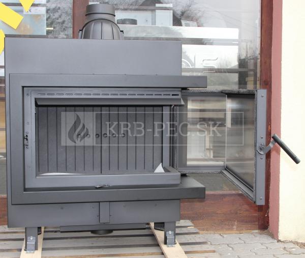 Kratki Lucy 14 SLIM BS P teplovzdušná krbová vložka s rohovým pravým presklením čierny termotec krb-pec