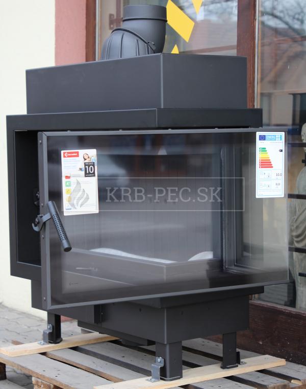 Kratki Lucy 14 SLIM BS P teplovzdušná krbová vložka s rohovým pravým presklením čierny termotec krb-pec
