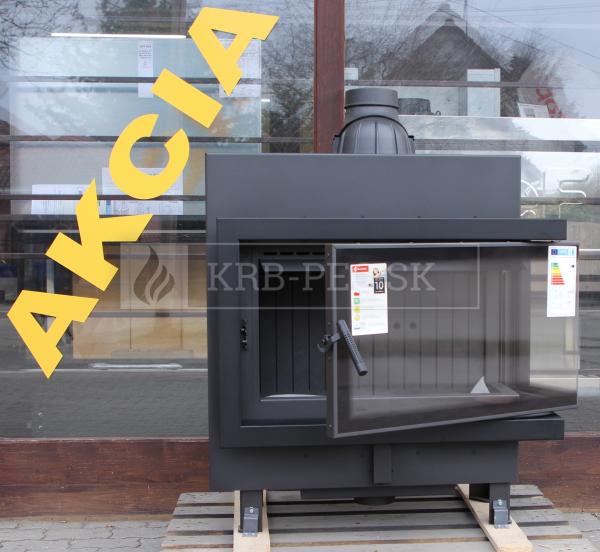Kratki Lucy 14 SLIM BS P teplovzdušná krbová vložka s rohovým pravým presklením čierny termotec krb-pec