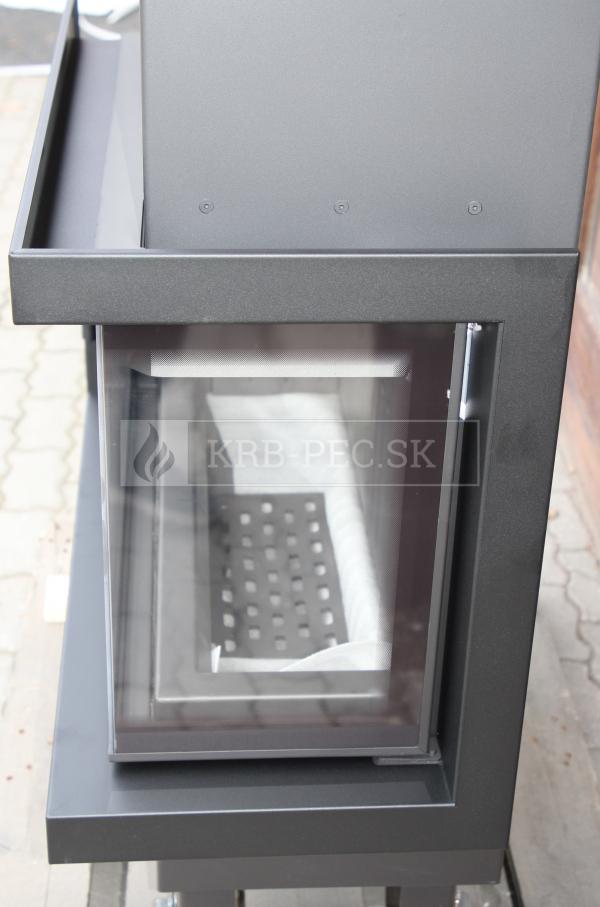 Kratki Lucy 14 SLIM BS P teplovzdušná krbová vložka s rohovým pravým presklením čierny termotec krb-pec