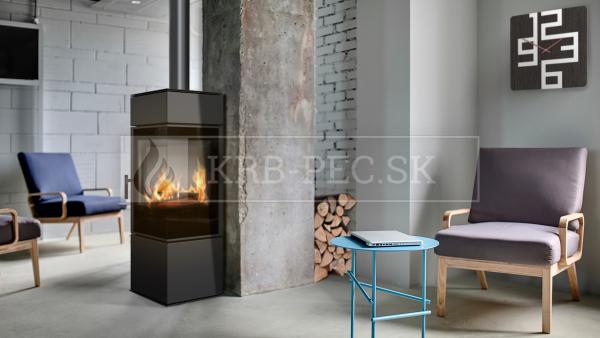 Kratki THOR 8 voľne stojace teplovzdušné oceľové krbové kachle s deleným sklom krb-pec