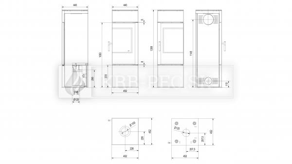 Kratki THOR 8 voľne stojace teplovzdušné oceľové krbové kachle s deleným sklom krb-pec