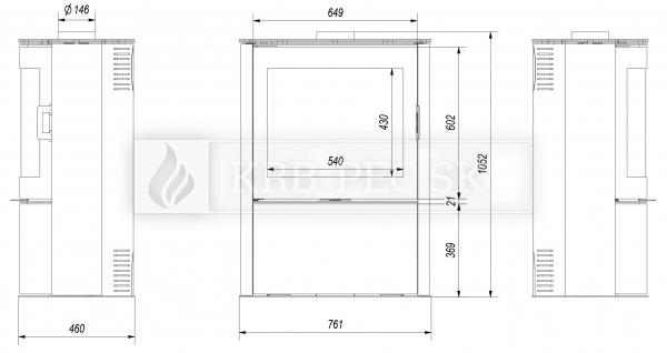 Kratki KOZA AB S/2 oceľové krbové kachle krb-pec