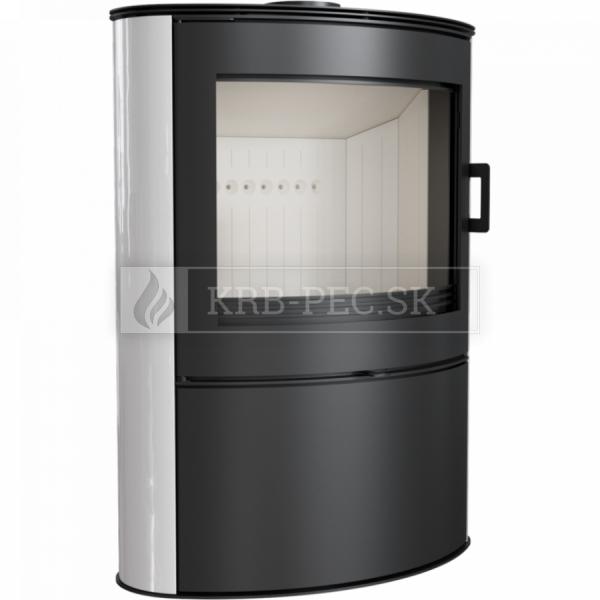 Kratki KOZA AB S/2 oceľové krbové kachle s bielym panelom krb-pec