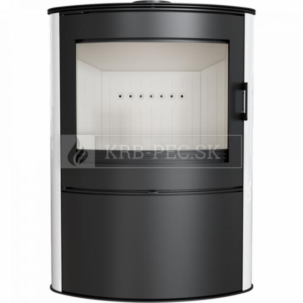Kratki KOZA AB S/2 oceľové krbové kachle s bielym panelom krb-pec