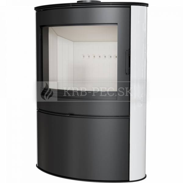 Kratki KOZA AB S/2 oceľové krbové kachle s bielym panelom krb-pec