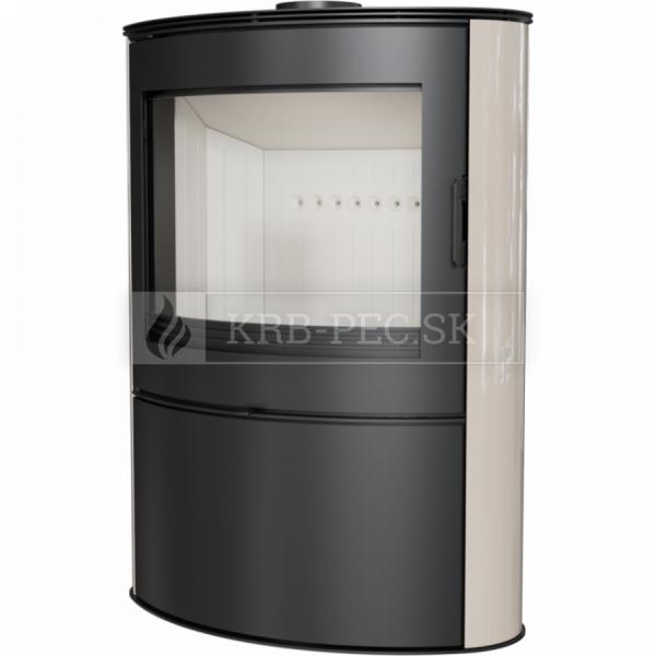 Kratki KOZA AB S/2 oceľové krbové kachle s krémovým panelom krb-pec