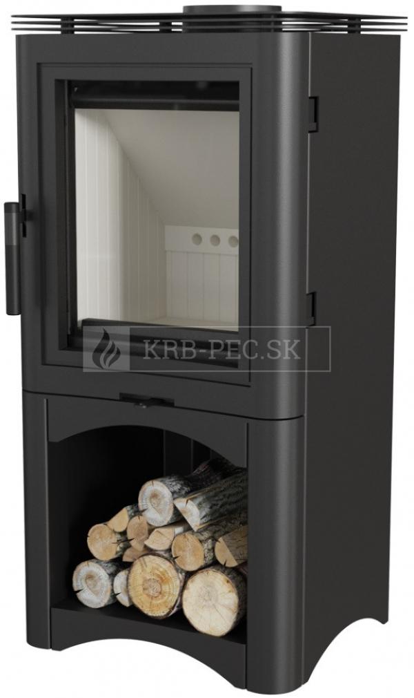 Kratki KOZA K5 oceľové krbové kachle na podstavci s boxom krb-pec