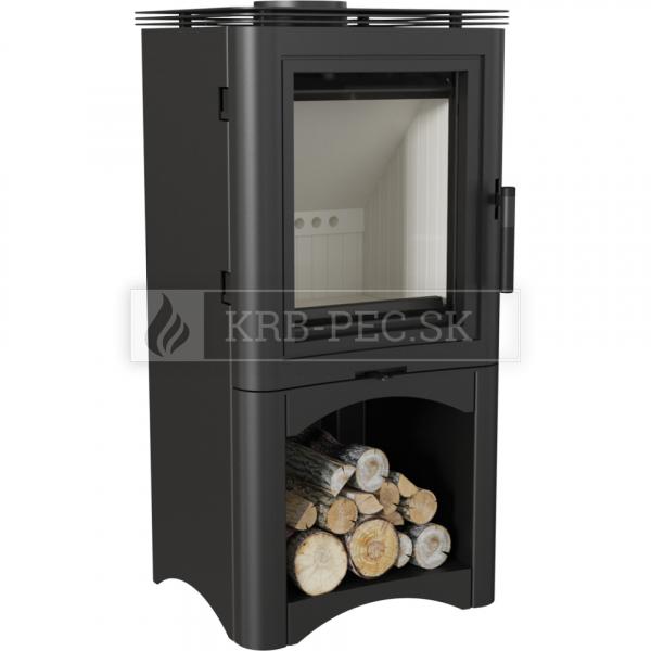 Kratki KOZA K5 oceľové krbové kachle na podstavci s boxom krb-pec