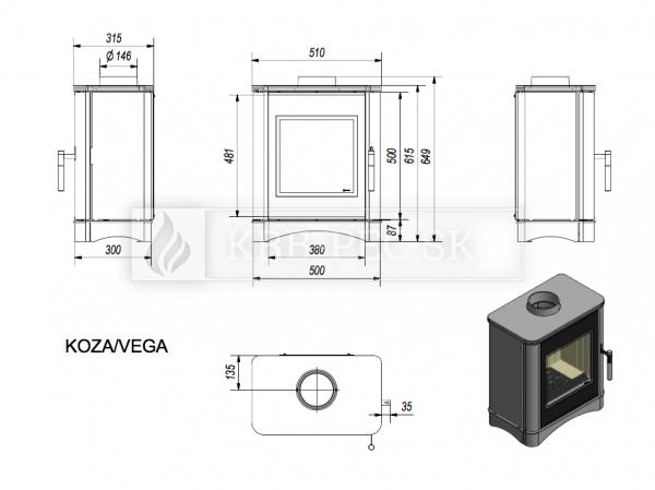 Kratki KOZA VEGA liatinové krbové kachle krb-pec