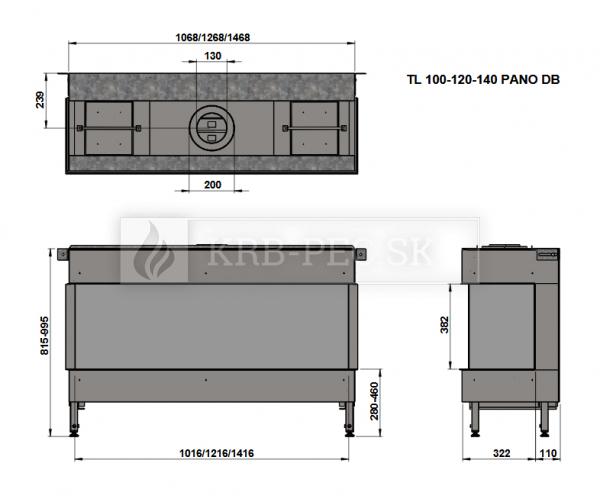 Trimline 100 Panoramic plynová krbová vložka s trojstranným presklením krb-pec