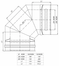 Kratki - koncentrické koleno 90° krb-pec