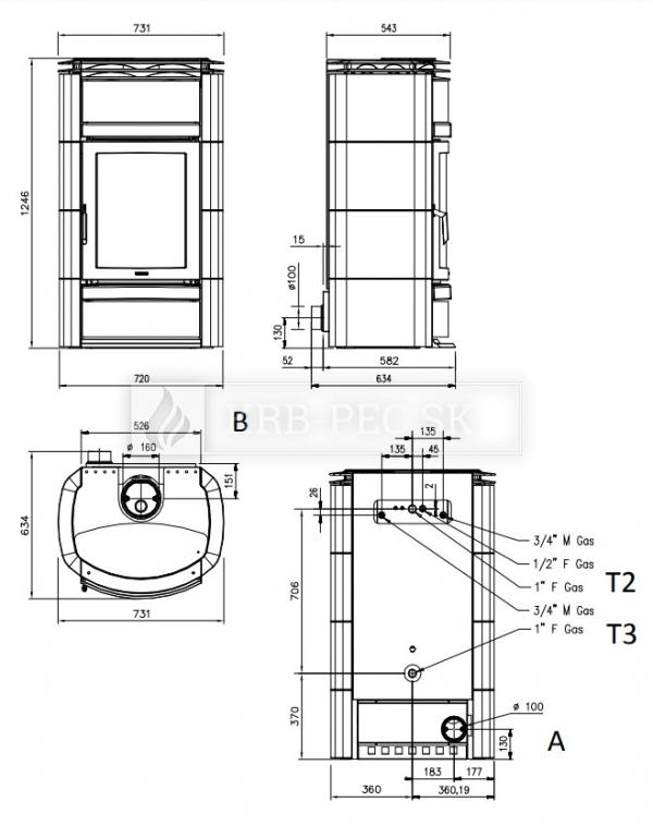  La Nordica Norma S EVO Idro D.S.A krbové kachle s presklením a teplovodným výmenníkom krb-pec