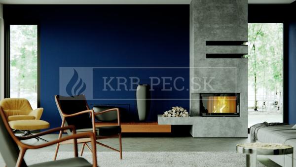 Defro Home RIVA SM BP SHORT oceľová teplovzdušná rohová krbová vložka krb-pec