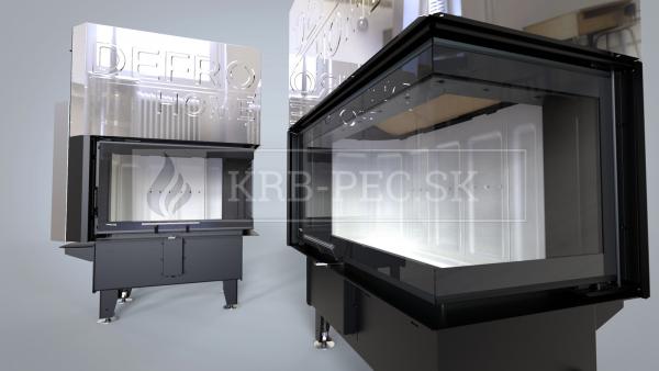 Defro Home RIVA SM BP SHORT G oceľová teplovzdušná rohová krbová vložka s výsuvnými dvierkami krb-peci