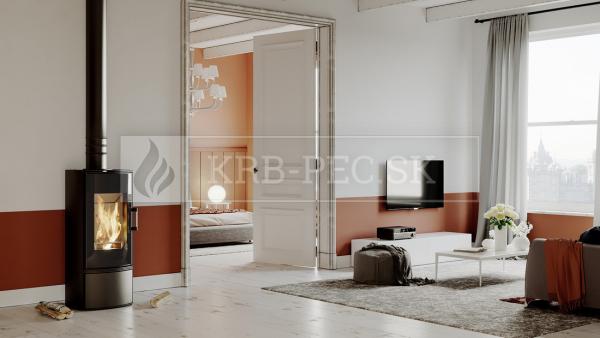 Defro Home Orbis oceľové krbové kachle s polkruhovým presklením krb-pec