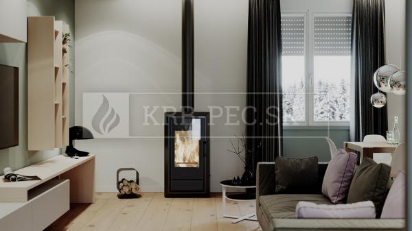 Defro Home IGNIS oceľové krbové kachle s veľkým vertikálnym presklením krb-pec