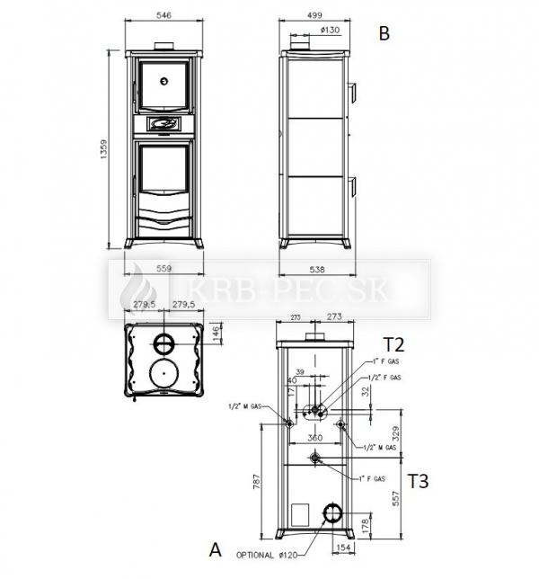 La Nordica TermoRossella teplovodné krbové kachle so smaltovanou rúrou krb-pec