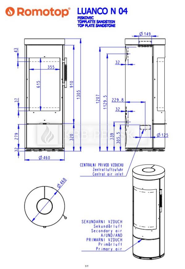 Romotop Luanco N 04 krbové kachle pieskovec krb-pec
