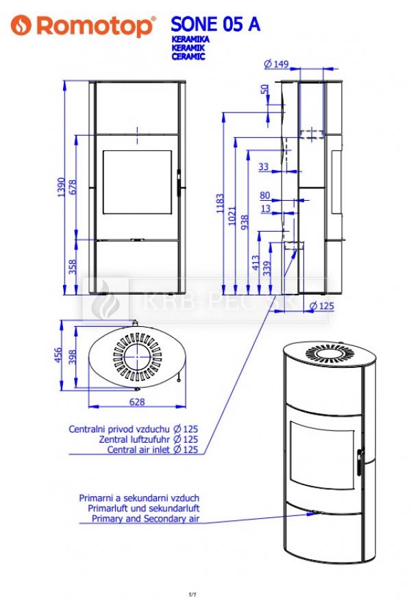 Romotop Sone 05 A keramické krbové kachle so šamotovým ohniskom krb-pec