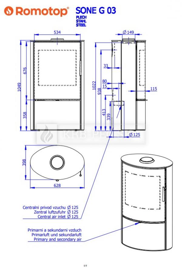 Romotop Sone G 03 kvalitné plechové krbové kachle s dizajnovým sklom a šamotovým ohniskom krb-pec