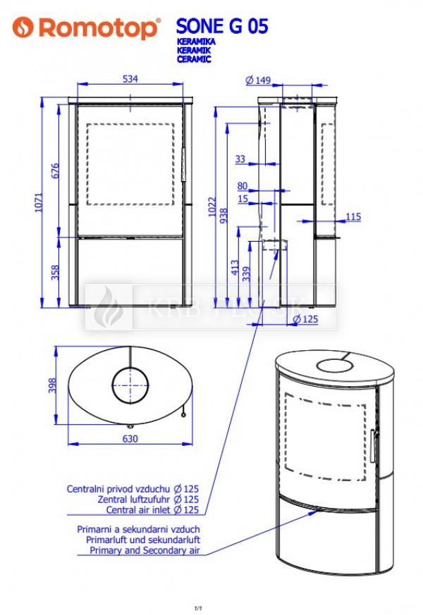 Romotop Sone G 05 krbové kachle s keramickým obložením a dizajnovým sklom krb-pec