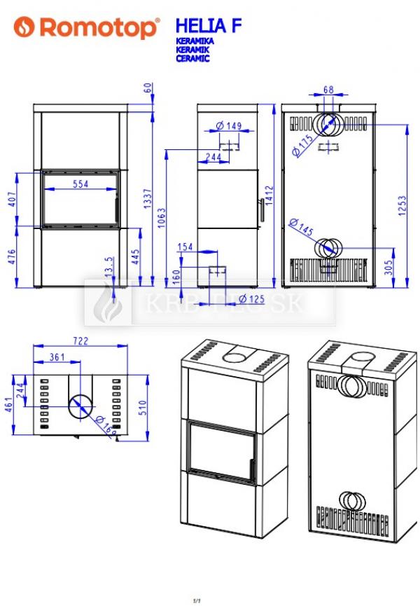 Romotop Helia F designové celokeramické krb krb-pec